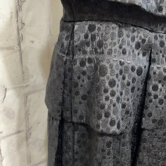 Tulle for Anthropologie Black Polka Dot Sleeveless Peplum Pleated Midi-Dress - Picture 4 of 11